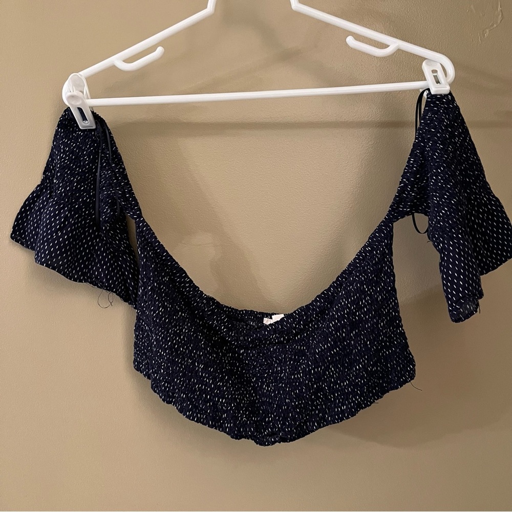 Off the shoulder navy blue top